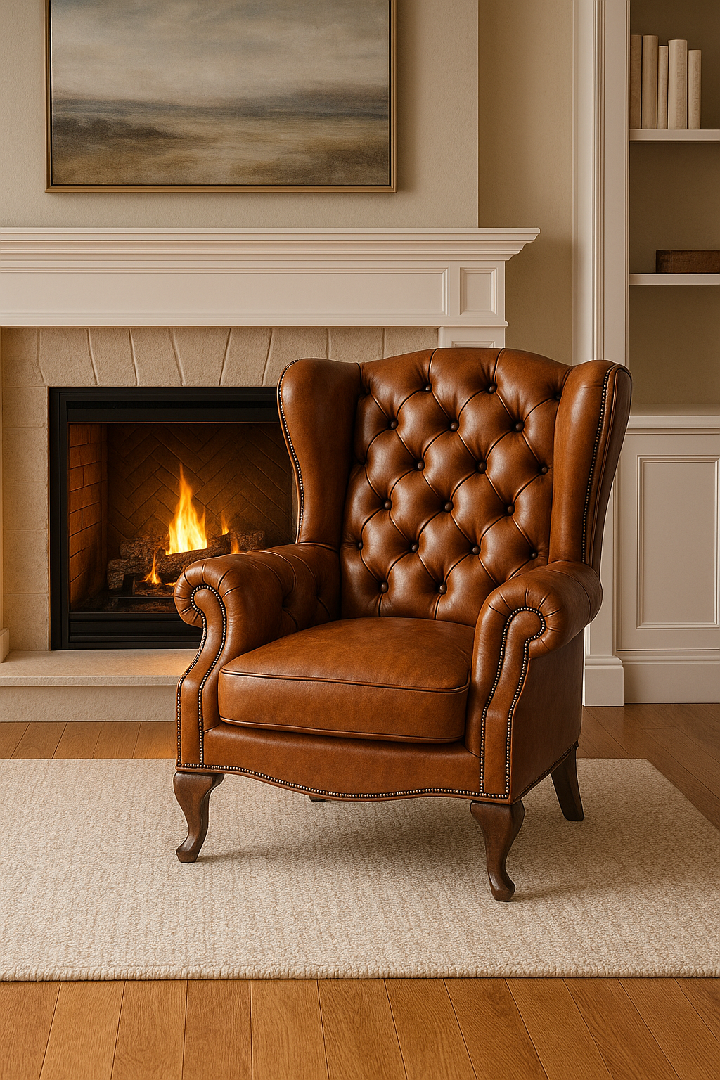Vintage Leather Wingback Armchair β Chesterfield High Back Lounge Chair