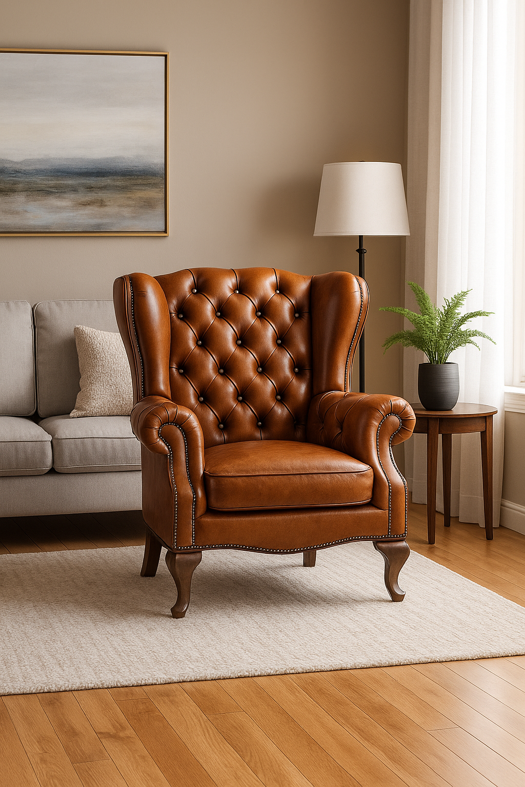 Vintage Leather Wingback Armchair β Chesterfield High Back Lounge Chair