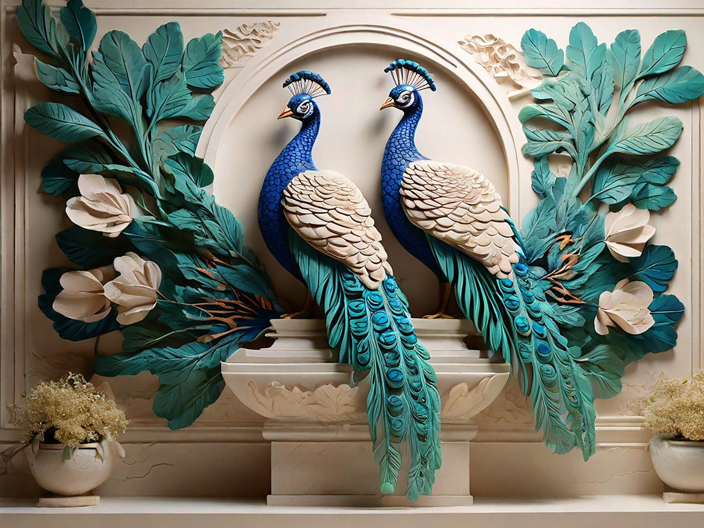 "Majestic Peacock Pair - Luxury Wall Art"