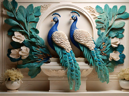 "Majestic Peacock Pair - Luxury Wall Art"