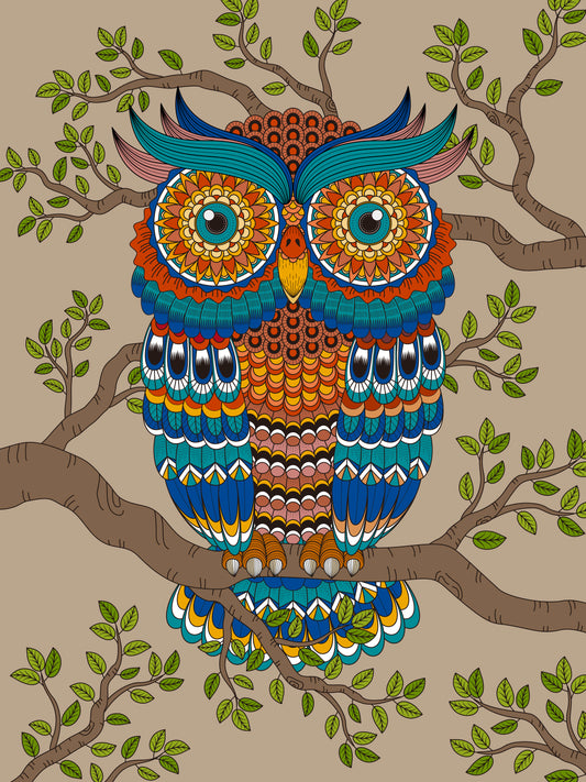 Whimsical Owl Wall Art - Handcrafted Wooden Frame Decor