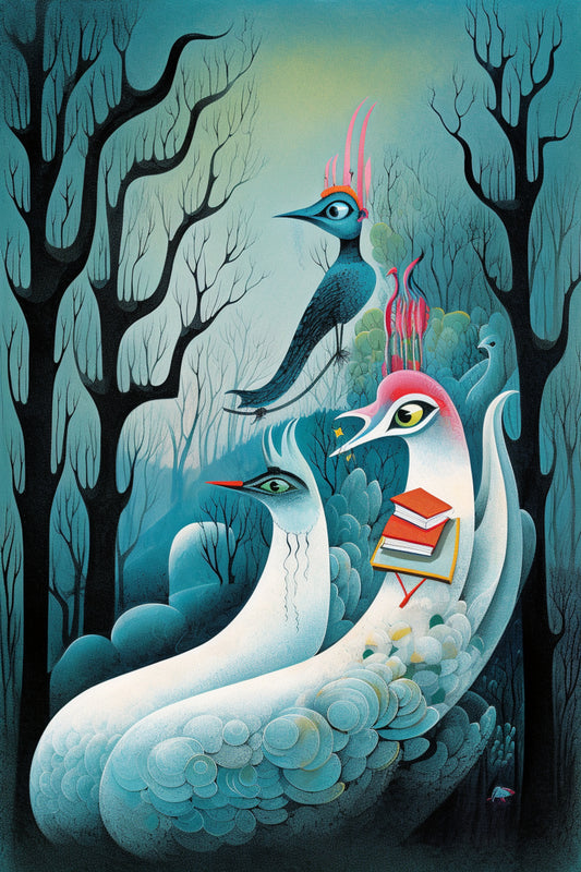 Mystic Flames - Surreal Birds Wall Art