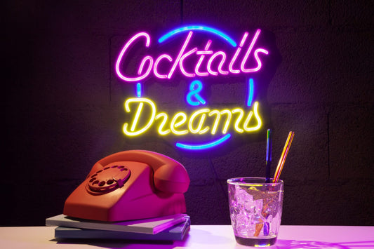 LED Neon Bar Wall Sign – Cocktails & Dreams