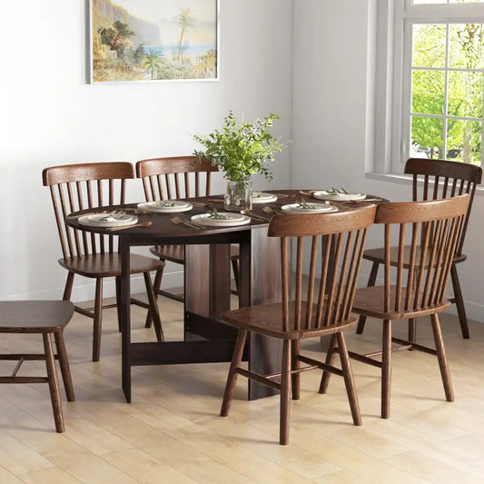 Wannacart Foldable Dining Table, Oval Drop Leaf Table for Kitchen, Modern Design, Durable Construction, Versatile Functionality