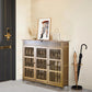 Vintage  Wooden Shoe Cabinet with Slatted Doors – 3-Door Storage Rack (99×33×98 cm)