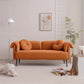 Modern Terracotta Bouclé Fabric 2-Seater Sofa with Rolled Armrests & Round Cushions