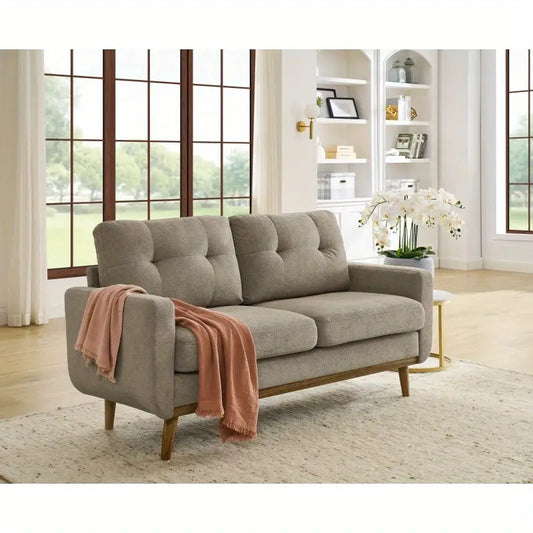 Modern 2-Seater Fabric Sofa – Beige
