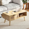 Wannacart  Coffee Table With 1 Drawer And Open Storage Shelves, Modern Sofa Side Table End Table, Wood Small Sofa Table Beside Table For Living Room
