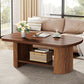 Wannacart Modern Walnut Coffee Table – Oval Edge Center Table with Storage Shelf