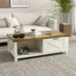 Rustic Elegance Coffee Table – White Body with Natural Wood Top & Storage
