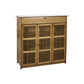 Vintage  Wooden Shoe Cabinet with Slatted Doors – 3-Door Storage Rack (99×33×98 cm)