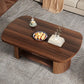 Wannacart Modern Walnut Coffee Table – Oval Edge Center Table with Storage Shelf