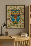 Whimsical Owl Wall Art - Handcrafted Wooden Frame Decor