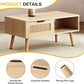 Wannacart  Coffee Table With 1 Drawer And Open Storage Shelves, Modern Sofa Side Table End Table, Wood Small Sofa Table Beside Table For Living Room