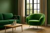 Emerald Green Velvet Shell Accent Chair – Luxe Modern Lounge Seating with Gold Legs