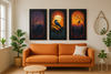 Mystic Raven Sunset - 3 Panel Wooden Wall Art for Home, Office & Hotel Decor (Vastu