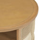 Round Wooden Coffee Table with Rattan Cane Detailing – Natural Finish | by Wannacart