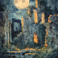 "Moonlit Ruins - Mystical Nightscape Wall Art"