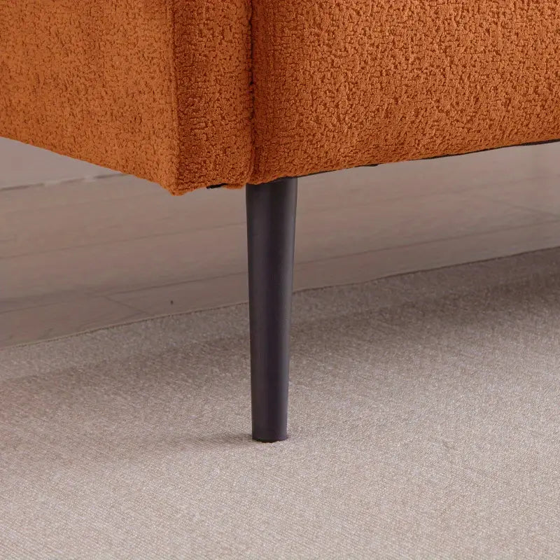 Modern Terracotta Bouclé Fabric 2-Seater Sofa with Rolled Armrests & Round Cushions