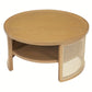 Round Wooden Coffee Table with Rattan Cane Detailing – Natural Finish | by Wannacart